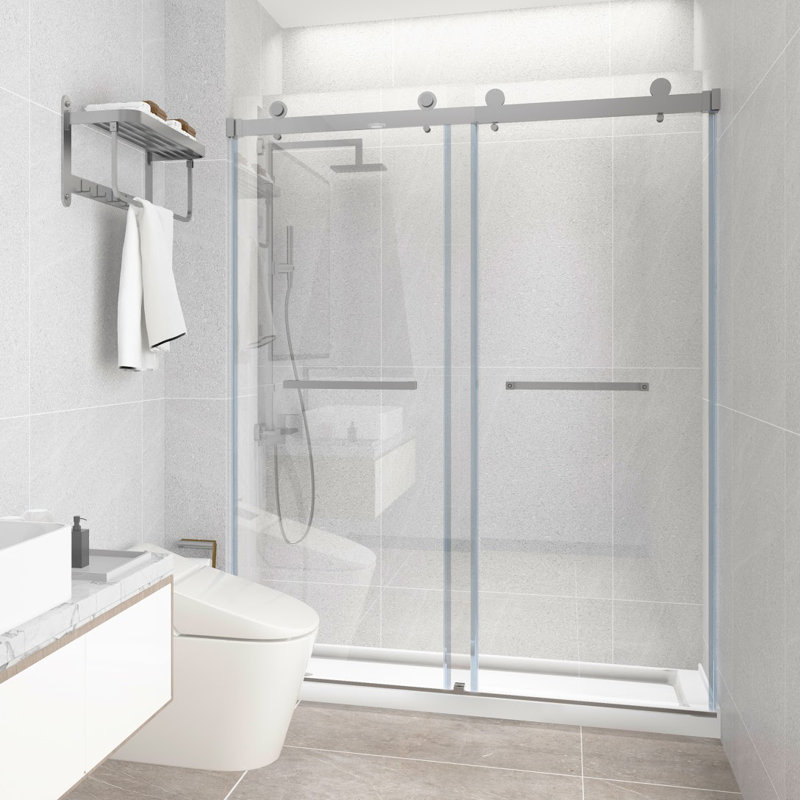 Azure 55" 60" W x 76" H Double Sliding Frameless Shower Door with